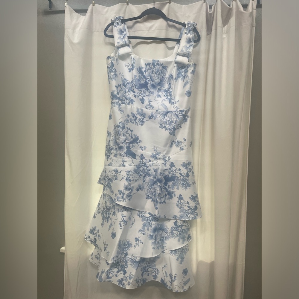 Dessy Collection Midi Dress with Bow Straps - Cottage Rose Larkspur